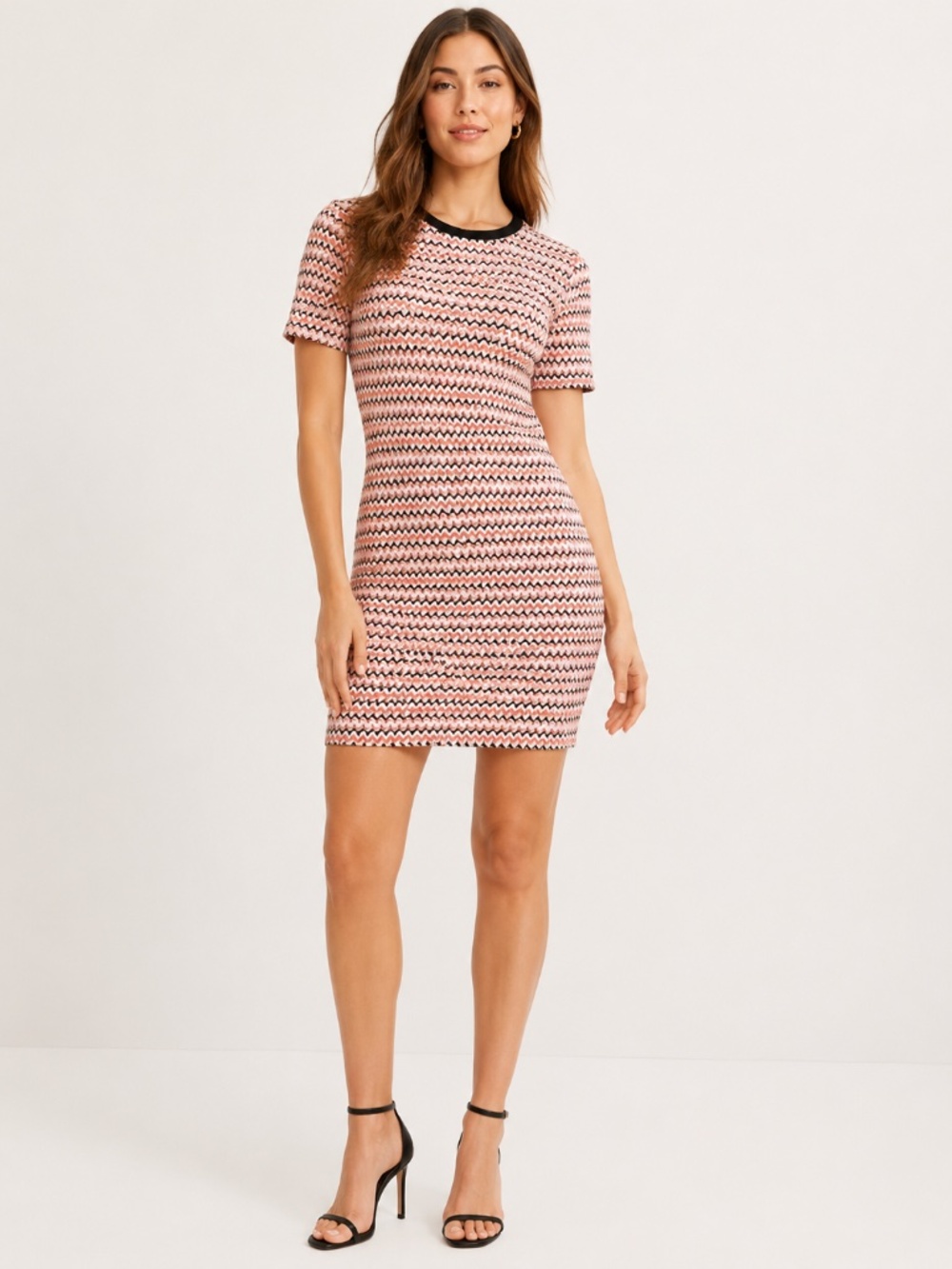 Topshop Chevron Knit Short Sleeve Bodycon Mini Dress Size 6
